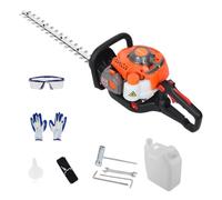 Dual Sided Blade Gas Hedge Trimmer 26CC Engine 23.6" Cutting Length Cordless Weed Trimmer Handheld Hedge Pruner Brush Cutter Lightweight Design for Thick Shrubs and Overgrowth Orange