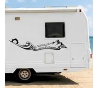 DualColorStampe Autocollants pour camping-cars avec phrases, autocollants vagues de mer et montagnes, 2 pièces, 100 x 20 cm, noir, PVC Air Free 0469