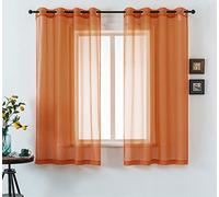 DUALIFE Lot de 2 rideaux transparents à œillets, aspect semi-transparent, élégants, couleur unie au toucher, 132 x 183 cm, pour salon, chambre à coucher, lot de 2 panneaux