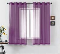 DUALIFE Lot de 2 Rideaux Transparents à œillets, Aspect Semi-Transparent, élégants, Couleur Unie au Toucher, Doux au Toucher, 132 x 137 cm pour Salon, Chambre à Coucher, Lot de 2 Panneaux