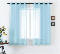 DUALIFE Lot de 2 rideaux transparents à œillets, aspect semi-transparent, élégants, couleur unie au toucher, 132 x 137 cm pour salon, chambre à coucher, lot de 2 panneaux