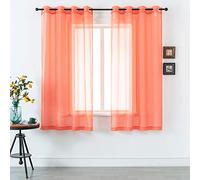 DUALIFE Lot de 2 rideaux transparents à œillets, aspect semi-transparent, élégants, couleur unie au toucher, 132 x 114 cm pour salon, chambre à coucher, lot de 2 panneaux