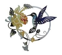 Dualoai Sculpture Murale en Métal D'oiseau Suspendue, Décoration D'intérieur et D'extérieur pour La Maison, Bleu Jaune
