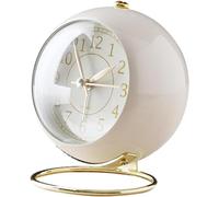 DUANxiaoyanK Réveil analogique rétro, silencieux, avec veilleuse, réveil de voyage rond, pour la maison (blanc)
