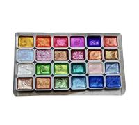 Dubbulon Ensemble De Peinture Aquarelle 24 Couleurs Multicolore Créative | Palette De Couleurs Unies Scintillantes | pour La Peinture Chinoise, Manucure