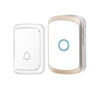 Dubbulon Sonnette sans Fil (Or) - Sonnette De Porte Étanche Kit De Carillon Electronique avec Un Récepteur Enfichable | 60 Mélodies 5-Niveaux LED Bleu, pour Maison, Hôtel