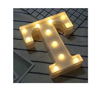 Dubens Lampe décorative à ampoule LED en forme de lettre de l’alphabet, plastique, blanc, idéal pour fête, mariage, réception, décoration intérieure, fonctionne avec des piles T