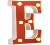 DUBENS Lampe LED en forme de lettre, veilleuse créative, éclairage LED en anglais et lettres de l'alphabet - Lampe décorative rouge - Fonctionne avec piles (E)