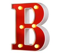 DUBENS Lampe LED en forme de lettre, veilleuse créative - Éclairage LED - Lettres anglaises - Alphabet - Lampe décorative rouge - Fonctionne avec piles (B)