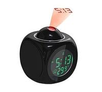 DUBENS Réveil numérique à projection - Horloge de table électronique - Rétroéclairage LCD - Réveil avec projection de l'heure - Température intérieure/snooze (noir)