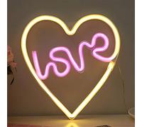 DUBENS Signe néon LED, panneau néon créatif, veilleuse intérieure et murale, alimentation par batterie/USB, pour chambre à coucher, fête de Noël, mariage, fête (LOVE et cœur)