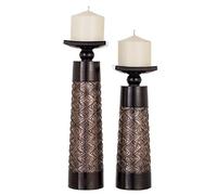 Dublin décoratifs Lot de 2 bougeoirs Décoration de Maison Rustique Support de Bougies décoré de Supports pour cheminée Salon ou Table de Salle à Manger présentée dans Un Coffret Cadeau (Marron café)