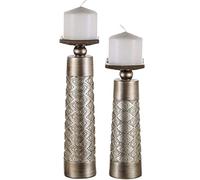 Dublin Lot de 2 bougeoirs décoratifs - Décoration d'intérieur - Bougeoir Pilier pour Table Basse, cheminée pour cheminée, Salon ou Table de Salle à Manger, Coffret Cadeau (Argent brossé)