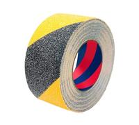 Duccinp Ruban adhésif antidérapant noir et jaune avec autocollant - 5 cm x 10 m - Pour marches d'escalier - Haute traction - Pour revêtement de sol intérieur et extérieur