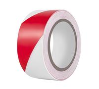 Duccinp Ruban adhésif de sécurité - 50 mm x 33 m - Étanche - Autocollant - En PVC - Pour marquage d'avertissement et marquage de sol (rouge/blanc)