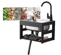 Duchunsheng Cuve Simple Mural Evier INOX Professionnel Evier Jardin, Évier Extérieur Et Intérieur, Plonge INOX pour Cuisine Restaurant Garage Jardin, Équipé d'un Lavabo Et d'un Meuble De Rangement