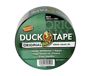 Duck Ruban adhésif de réparation pour tissu de canard, noir, 50 mm x 50 m, formule améliorée, haute résistance, imperméable