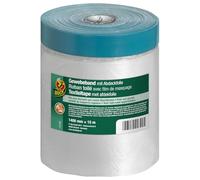 DUCK Ruban toilé avec film de masquage 112-00 - Bande adhésive de tissu avec bâche de protection - Dimensions : 1400mm x 15m - Couleur transparent