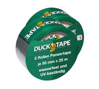 Duck Tape - Lot de 2 rouleaux de ruban adhésif en tissu argenté - 50 mm x 25 m - Ruban blindé extra fort - Pour l'intérieur et l'extérieur - Résistant aux intempéries et imperméable - Réparation et