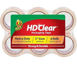 Duck Tape Lot de 6 rouleaux de ruban adhésif d'emballage - Transparent 48 mm x 50 m