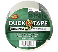 Duck Tape Original Ruban adhésif imperméable formule améliorée et haute résistance pour réparation de conduit ou canalisation Blanc 50 mm x 25 m