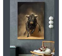 DUDLOO Art Abstrait Moderne Graffiti Taureau Toile Peinture Vintage Mur Art Animal Image pour Salon Affiche Imprime Décor À La Maison 70x100cm sans Cadre