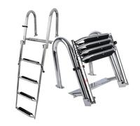 Dudolala Ladeur De Baignoire en Acier Inoxydable Chef Bateau, Échelles Télescopes À 4 Marches Bateau Pooller pour Piscine, D'entrée Arrière Marine Natation Ponton/Échelles Nageant avec Main Courante
