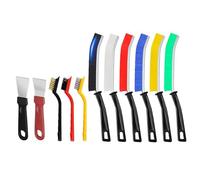 DuDuZui 11 Pièce Brosses de Nettoyage, 6 Couleur Crevasse Cleaning Brush, 3 Laiton/Acier Inoxydable/Nylon Fil Brosse, 2 Grattoirs, pour Rainures Portes Fenêtres Cuisine Familiale Salle de Bain