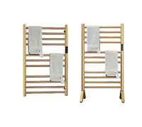 DUDYP Radiateur Sèche-Serviette Électrique Or Autoportant Et Mural Chauffe-Serviettes Électrique pour Salle De Bain avec Minuterie Intégrée, Porte-Serviettes Électrique en Acier Inoxydable Plug-in