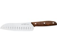 DUE CIGNI - Ligne 1896 - Couteau Santoku CM 18 - Lame en Acier Inoxydable 4116 et Anse en Bois de Noyer