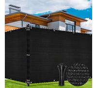 Duerer Brise Vue occultant Noir pour Jardin Cloture 1.5m x 10m, 170g/m² HDPE Tissu 90% Occultant Anti-UV Brise D’intimité Clôture pour Terrasse Balcon avec Attaches de câble Zip - Noir