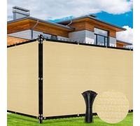 Duerer Brise Vue occultant Sable pour Jardin Cloture 1.5m x 15.2m, 170g/m² HDPE Tissu 90% Occultant Anti-UV Brise D’intimité Clôture pour Terrasse Balcon avec Attaches de câble Zip - Sable