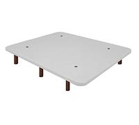 Duérmete Online Base tapissée 3D renforcée, Anti-Bruit avec 5 Barres de Renfort, valves de Ventilation, 6 Pieds en Bois, Couleur wengue, Blanc, 80 x 180 cm
