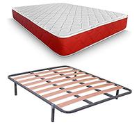 Duérmete Online - Ensemble avec Matelas viscoélastique Lite Viscogel réversible + sommier Basique + 6 Pieds, Ensemble 135 x 190