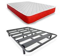 DUÉRMETE ONLINE - Lit Complet avec Matelas viscoélastique Lite réversible, épaisseur 23 cm + sommier renforcé 40 x 30 avec Pieds, 90 x 190 cm