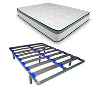 DUÉRMETE ONLINE Matelas Bio Max + sommier démontable KAMAKIT Cadre renforcé 40 x 30 mm, stabilité et Montage Facile, Tube Acier 30 x 40 mm, 160 x 190 mm