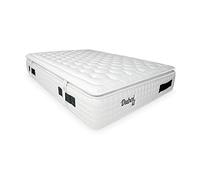 DUÉRMETE ONLINE Matelas Dubai XL Ressorts ensachés + Visco + Topper - Luxe et Confort - Hauteur 33 cm - Tissu Viscose Naturel, Blanc, 150 x 200
