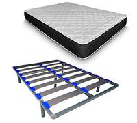 DUÉRMETE ONLINE Matelas Pocket Visco + sommier démontable KAMAKIT Cadre renforcé 40 x 30 mm, stabilité et Montage Facile, Tube Acier 30 x 40 mm, 140 x 190 mm
