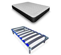DUÉRMETE ONLINE Matelas Pocket Visco + sommier démontable KAMAKIT Cadre renforcé 40 x 30 mm, stabilité et Montage Facile, Tube Acier 30 x 40 mm, 90 x 190 mm