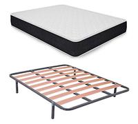 DUÉRMETE ONLINE Pack économique lit Complet avec Matelas viscoélastique Pocket Visco réversible + sommier Basic + 6 Pieds, 135 x 190 cm