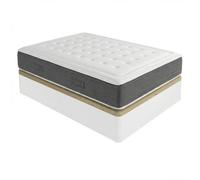 DUÉRMETE ONLINE Pack Matelas viscoélastique Bio Nature épaisseur 24 cm avec sommier en Bois Rabattable Grande capacité Blanc 90 x 190 cm