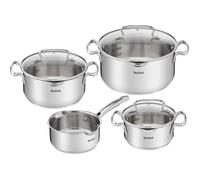 Duetto Set Cuisine 7 Pièces, Casseroles 16/20/24cm, Couvercles Inox Et Verre, Graduations, Compatible Four