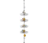 DUFU Étagère Douche Angle Télescopique Sans Perçage 4 Paniers 73-302cm | Étagère de douche d'angle télescopique, 4 paniers, sans perçage, réglable 73-302 cm, gris, pour salle de bain.