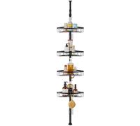 DUFU Étagère Douche d'Angle Télescopique Sans Perçage, 4 Paniers, Noir | Étagère douche d'angle télescopique sans perçage, 4 paniers, hauteur réglable 73-302 cm, pour salle de bain, noir.