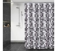 DUFU Rideau de Douche Séchage Rapide, Rideau de Douche Tissu Polyester Imperméable Lavable en Machine, Rideaux Salle de Bain Semi-Transparent avec 12 Crochets 180 x 200cm Mosaïque
