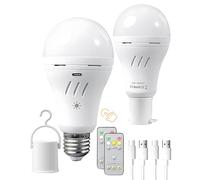 Dufuso Ampoule Rechargeable USB-C, 2600mAh 7W Télécommande Sans Fil et Contrôle Tactile Lampe de Secours, Ampoule LED E27 Super Lumineux Réglable Blanc Froid/Chaud - Intérieur et Extérieur