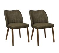 DUHOME Chaise de Salle à Manger en Lin Lot de 2 Chaise avec Dossier Coutures Verticales Siège Rembourrée pour Salon Cuisine Chambre, Vert