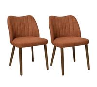 DUHOME Chaise de Salle à Manger en Lin Lot de 2 Chaise avec Dossier Coutures Verticales Siège Rembourrée pour Salon Cuisine Chambre, Terracotta