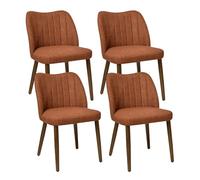 DUHOME Chaise de Salle à Manger en Lin Lot de 4 Chaise avec Dossier Coutures Verticales Siège Rembourrée pour Salon Cuisine Chambre, Terracotta