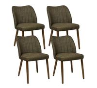 DUHOME Chaise de Salle à Manger en Lin Lot de 4 Chaise avec Dossier Coutures Verticales Siège Rembourrée pour Salon Cuisine Chambre, Vert